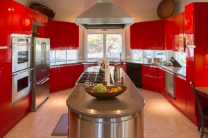 SRP Kitchen with Red Lacquer Cabinets